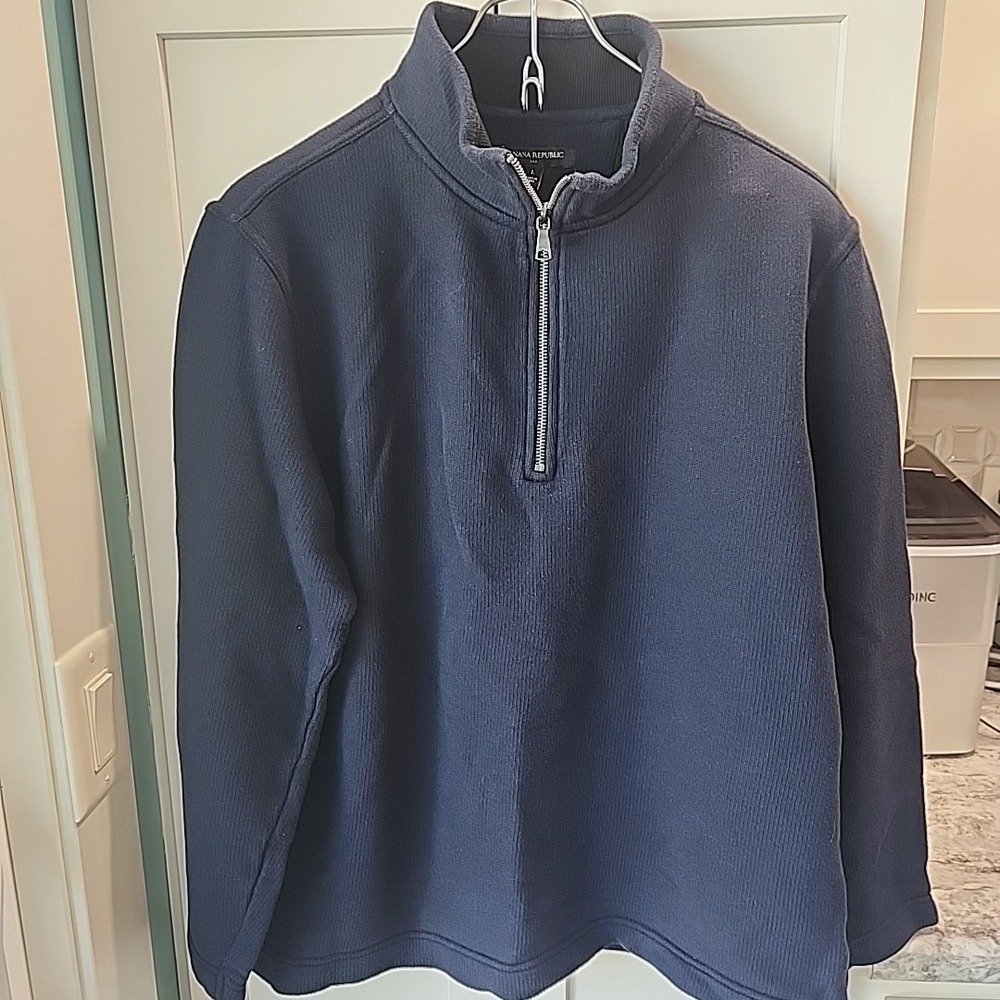 Banana Republic Lofty 1/2 Half Zip Size L Men's Sweater‎ Navy Blue